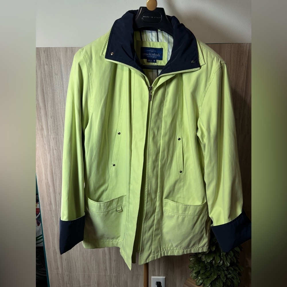 Mackintosh New England Bright Green and Dark Blue Raincoat Women’s